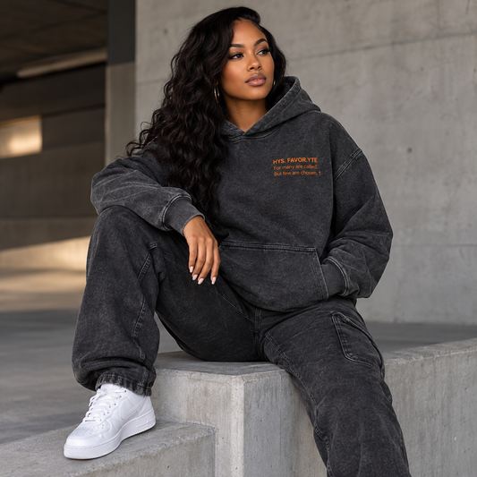 Hys. Favor.yte Chosen Hoodie - Black Acid Wash / Orange