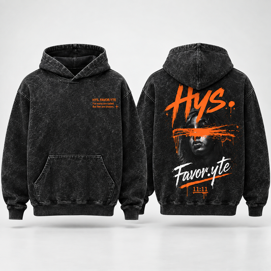 Hys. Favor.yte Chosen Hoodie - Black Acid Wash / Orange